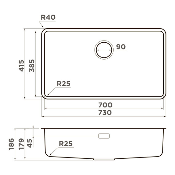 Кухонная мойка Omoikiri Omi 73-U/I Ultra gb (4997563) 0,9 мм, графит, Цвет производителя: графит - фото 13