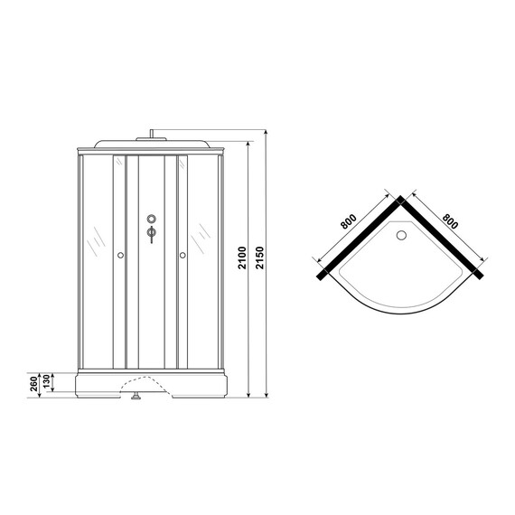 Душевая кабина Niagara Eco 80x80 см E80/26/MT (безсиликоновая сборка) хром/матовое - фото 17