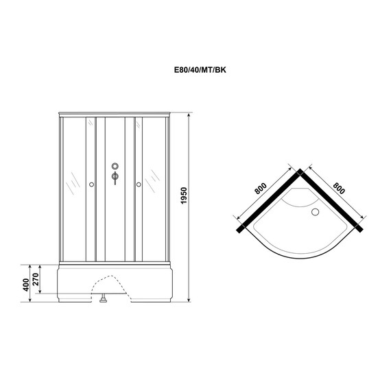 Душевая кабина Niagara Eco 80x80 см E80/40/MT/BK (безсиликоновая сборка) хром/матовое - фото 11