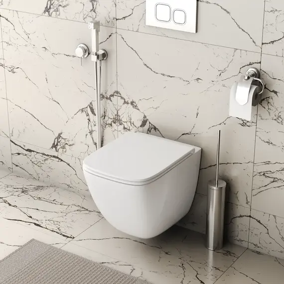 Инсталляция с подвесным унитазом комплект: Grohe Rapid SL 38772001 с подвесным безободковым унитазом Grossman GR-4497SQC сиденье микролифт, крепление, с кнопкой смыва хром (Система смыва торнадо) - фото 5