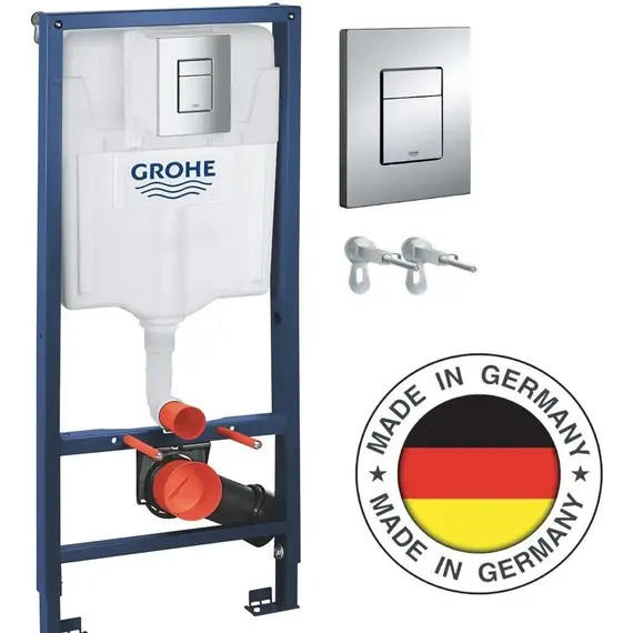 Инсталляция с подвесным унитазом комплект: Grohe Rapid SL 38772001 с подвесным унитазом Azario Blanco AZ-9003WT сиденье микролифт, крепление, с кнопкой смыва хром (Система смыва торнадо) - фото 2