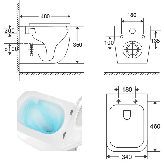 Инсталляция с подвесным унитазом комплект: Grohe Rapid SL 38772001 с подвесным безободковым унитазом Azario Fote AZ-116-UQ3 сиденье микролифт, крепление, с кнопкой смыва хром (Система смыва торнадо) - фото 28