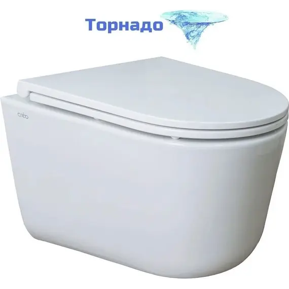 Инсталляция с подвесным унитазом комплект: Aquatek Standart 50 INS-0000012 с подвесным безободковым унитазом Creo Ceramique Lyon LY1100R сиденье микролифт (Система смыва торнадо) - фото 3