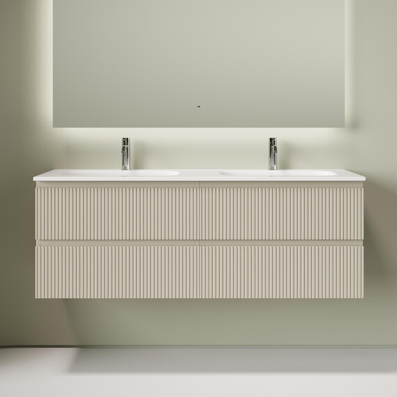 Тумба подвесная с раковиной Sancos Snob T 140 см SNT70CE, Beige Soft (раковина Grace CN7022) - фото 