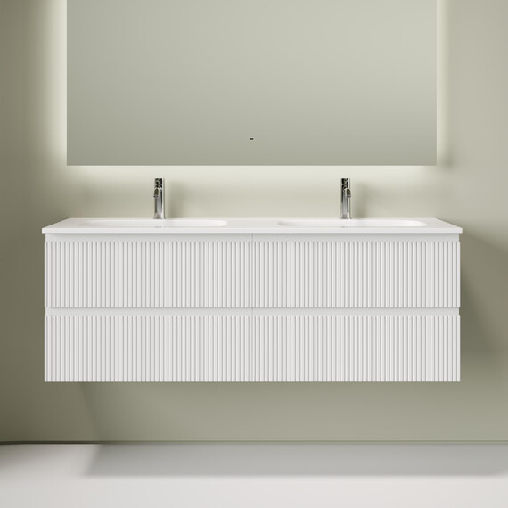 Тумба подвесная с раковиной Sancos Snob T 140 см SNT70W, Bianco (раковина Grace CN7022) - фото 
