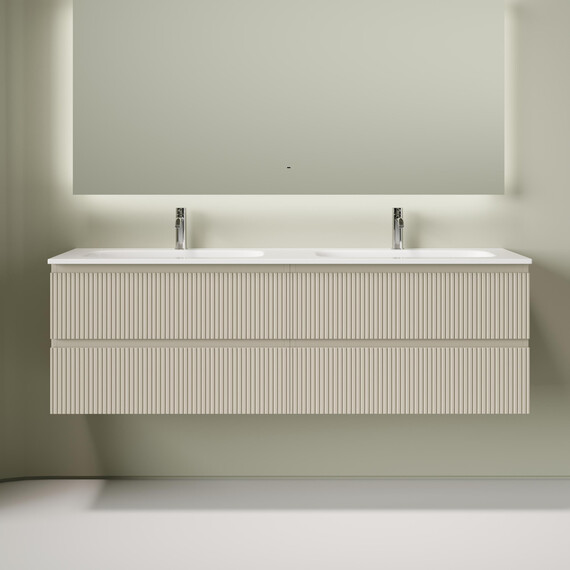 Тумба подвесная с раковиной Sancos Snob T 160 см SNT80CE, Beige Soft (раковина Grace CN7023) - фото 