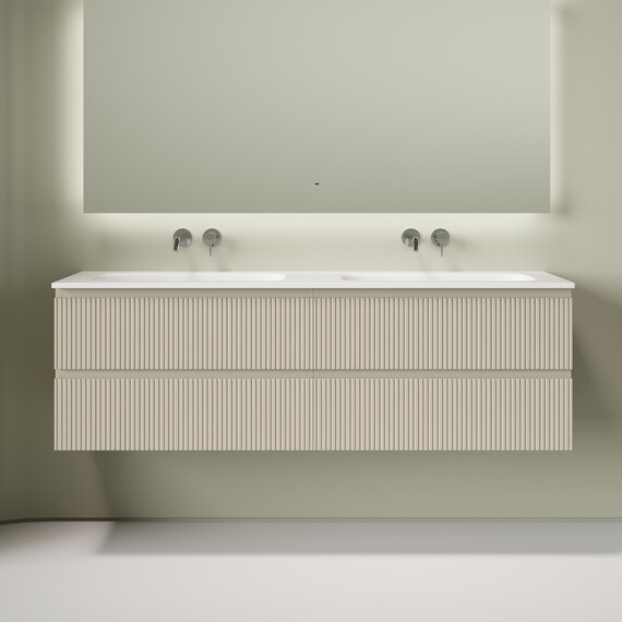 Тумба подвесная с раковиной Sancos Snob T 160 см SNT80CE, Beige Soft (раковина Grace CN7023wx) - фото 