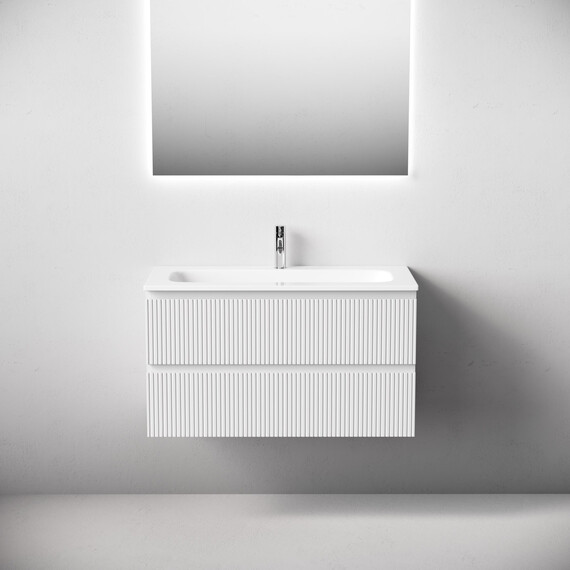 Тумба подвесная с раковиной Sancos Snob T 90 см SNT90W, Bianco (раковина Grace CN7019) - фото 4