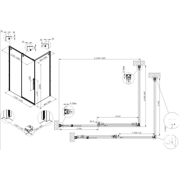 Душевое ограждение Vincea Ultima 120x90 см VSR-7UL9012CLG (стекло 8 мм) брашированное золото/прозрачное - фото 6