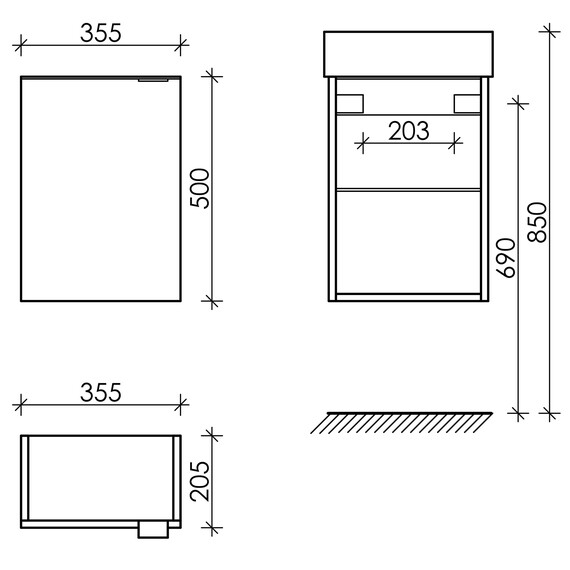 Тумба подвесная с раковиной Sancos Mini 37 см MN35WL (раковина Element CN5008) - фото 7