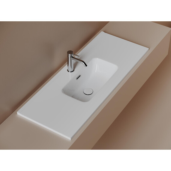 Тумба подвесная с раковиной-столешницей Sancos Snob R 390 100 см SNR100/39SM, Doha soft (раковина Compact CN7027) - фото 6