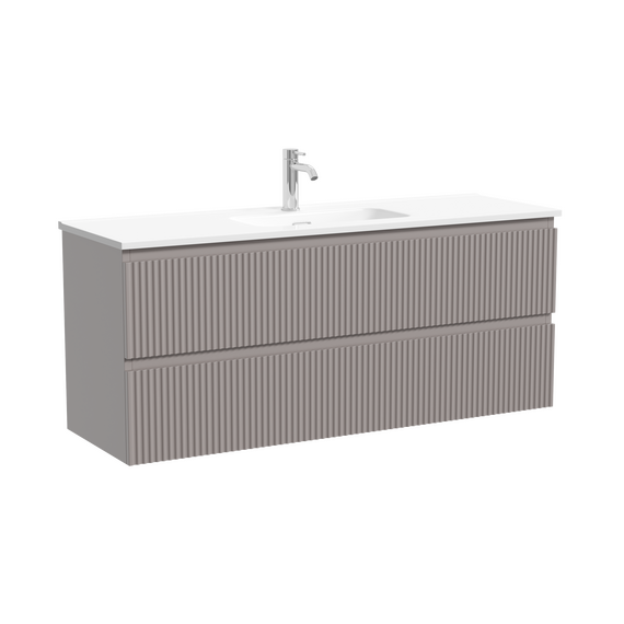 Тумба подвесная с раковиной-столешницей Sancos Snob R 390 120 см SNR120/39SM, Doha soft (раковина Compact CN7028) - фото 2