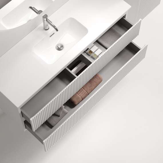 Тумба подвесная с раковиной-столешницей Sancos Snob R 390 120 см SNR120/39W, Bianco (раковина Compact CN7028) - фото 5