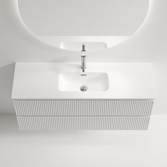 Тумба подвесная с раковиной-столешницей Sancos Snob R 390 120 см SNR120/39W, Bianco (раковина Compact CN7028) - фото 4