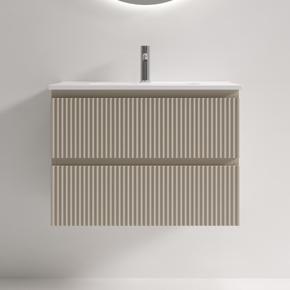 Тумба подвесная с раковиной-столешницей Sancos Snob R 390 70 см SNR70/39CE, Beige Soft (раковина Compact CN7029) - фото 