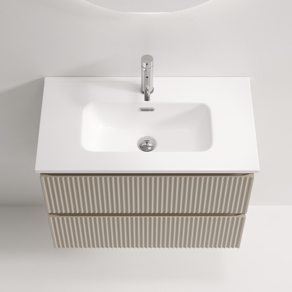 Тумба подвесная с раковиной-столешницей Sancos Snob R 390 70 см SNR70/39CE, Beige Soft (раковина Compact CN7029) - фото 4