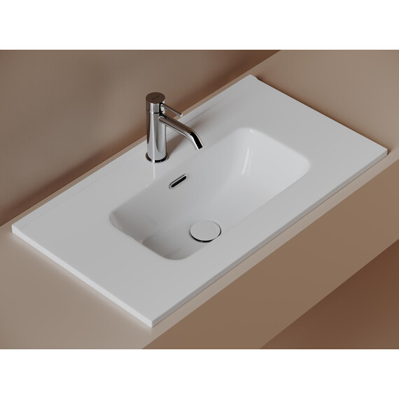 Тумба подвесная с раковиной-столешницей Sancos Snob R 390 70 см SNR70/39CE, Beige Soft (раковина Compact CN7029) - фото 6