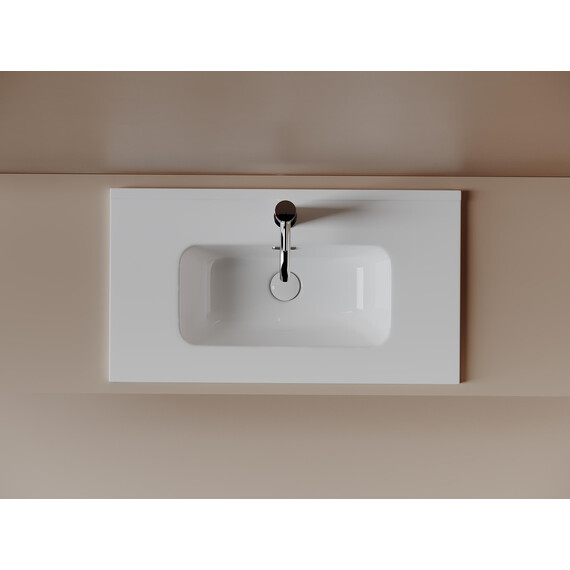 Тумба подвесная с раковиной-столешницей Sancos Snob R 390 70 см SNR70/39CE, Beige Soft (раковина Compact CN7029) - фото 7