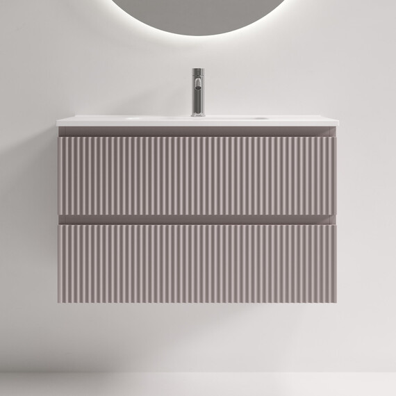 Тумба подвесная с раковиной-столешницей Sancos Snob R 390 80 см SNR80/39SM, Doha soft (раковина Compact CN7026) - фото 