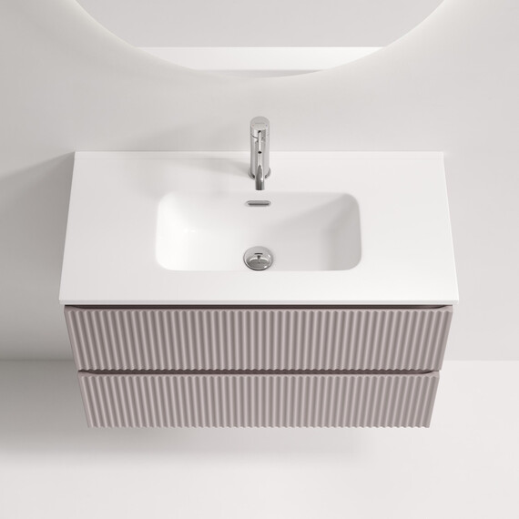 Тумба подвесная с раковиной-столешницей Sancos Snob R 390 80 см SNR80/39SM, Doha soft (раковина Compact CN7026) - фото 4