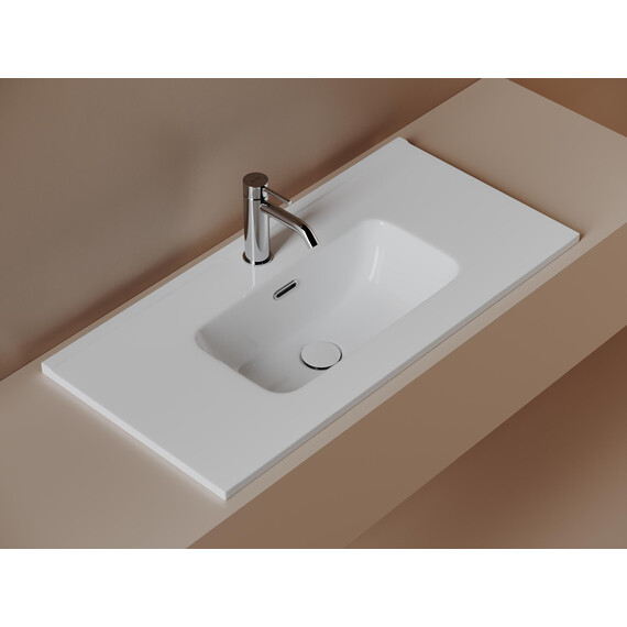 Тумба подвесная с раковиной-столешницей Sancos Snob R 390 80 см SNR80/39SM, Doha soft (раковина Compact CN7026) - фото 6