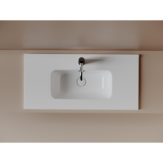 Тумба подвесная с раковиной-столешницей Sancos Snob R 390 80 см SNR80/39SM, Doha soft (раковина Compact CN7026) - фото 7