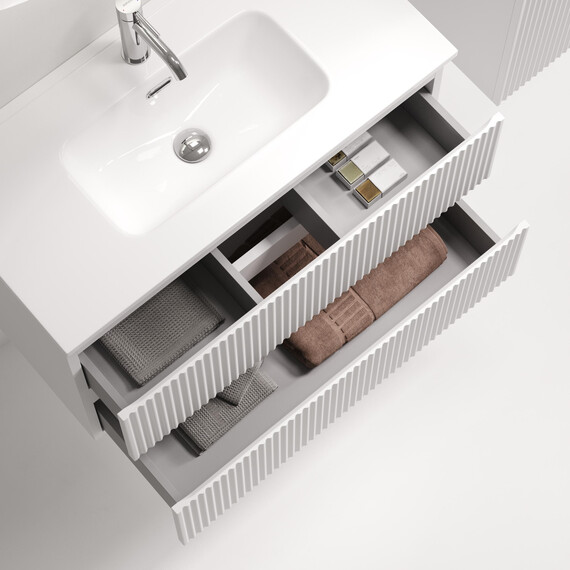 Тумба подвесная с раковиной-столешницей Sancos Snob R 390 80 см SNR80/39W, Bianco (раковина Compact CN7026) - фото 5