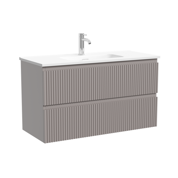 Тумба подвесная с раковиной-столешницей Sancos Snob R 390 90 см SNR90/39SM, Doha soft (раковина Compact CN7030) - фото 2