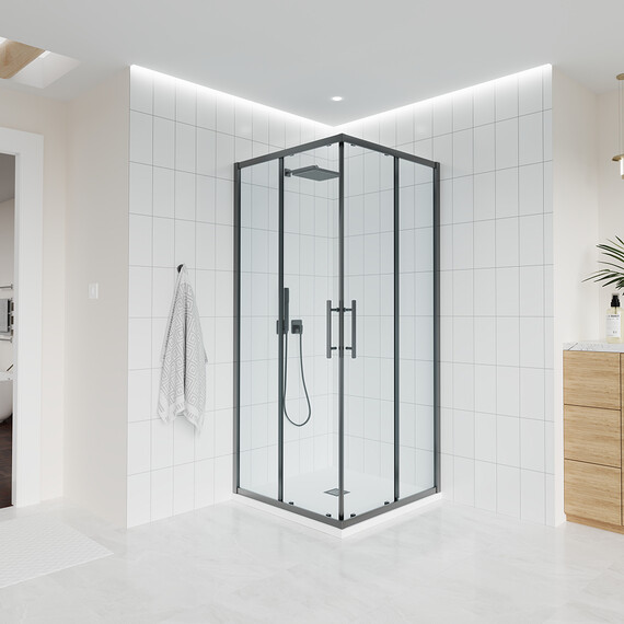 Душевое ограждение Veconi Evo 90x90 см E3-GR-9090-01-C9, графит/прозрачное - фото 