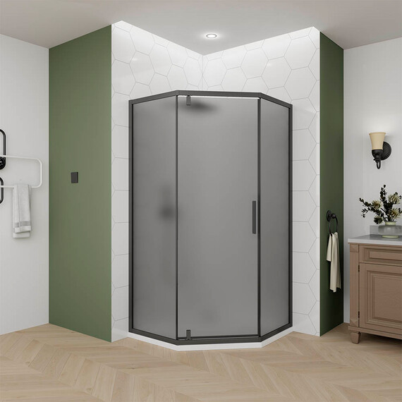 Душевое ограждение Veconi Ottimo 90x90 см OP10B-9090-12-C9, чёрный матовый/тонированное матовое - фото 