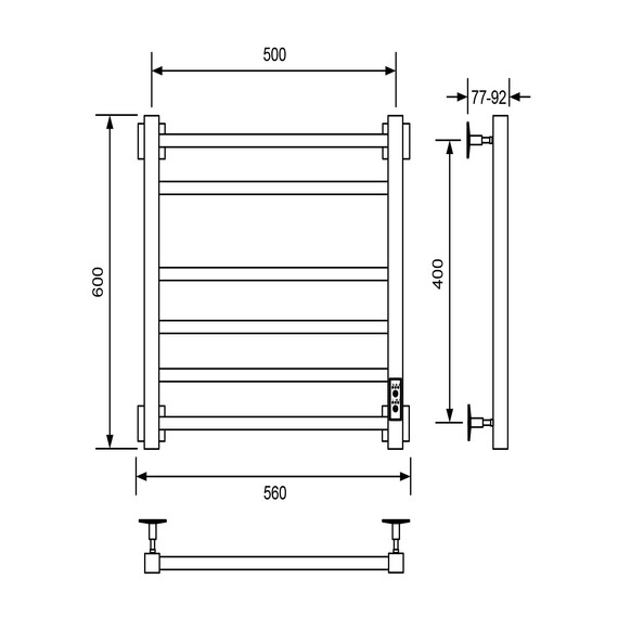 Полотенцесушитель электрический Veconi Barro П6 500x600 мм B6050CH-B - фото 2