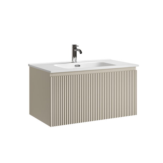 Тумба подвесная с раковиной-столешницей Sancos Snob R 1.0 80 см SNR1.080CE, Beige soft (раковина Element CN7005) - фото 3