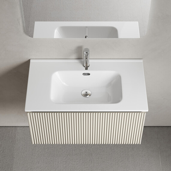 Тумба подвесная с раковиной-столешницей Sancos Snob R 1.0 80 см SNR1.080CE, Beige soft (раковина Element CN7005) - фото 4