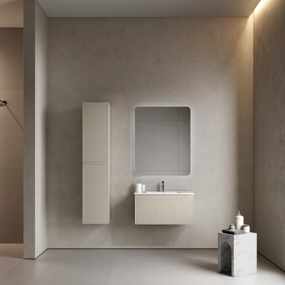 Тумба подвесная с раковиной-столешницей Sancos Snob R 1.0 80 см SNR1.080CE, Beige soft (раковина Element CN7005) - фото 8