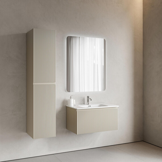 Тумба подвесная с раковиной-столешницей Sancos Snob R 1.0 80 см SNR1.080CE, Beige soft (раковина Element CN7005) - фото 7