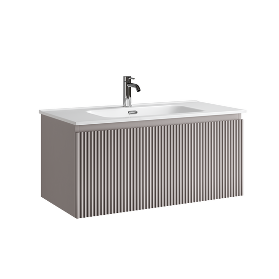Тумба подвесная с раковиной-столешницей Sancos Snob R 1.0 90 см SNR1.090SM, Doha soft (раковина Element CN7002) - фото 3