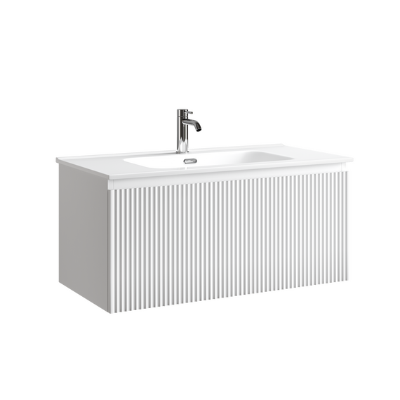 Тумба подвесная с раковиной-столешницей Sancos Snob R 1.0 90 см SNR1.090W, Bianco (раковина Element CN7002) - фото 3