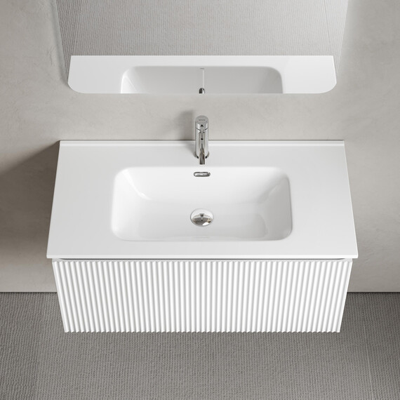 Тумба подвесная с раковиной-столешницей Sancos Snob R 1.0 90 см SNR1.090W, Bianco (раковина Element CN7002) - фото 4