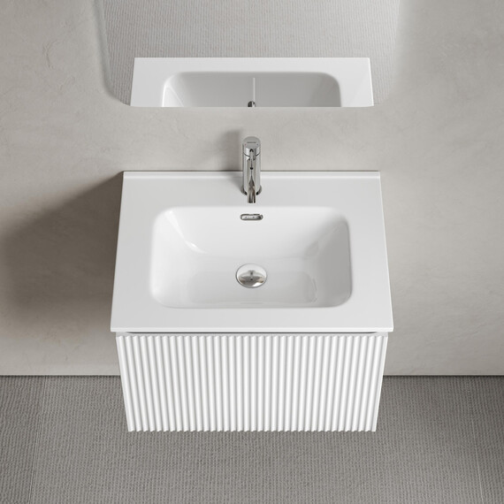 Тумба подвесная с раковиной Sancos Snob R 1.0 60 см SNR1.060W, Bianco (раковина Element CN7001) - фото 4