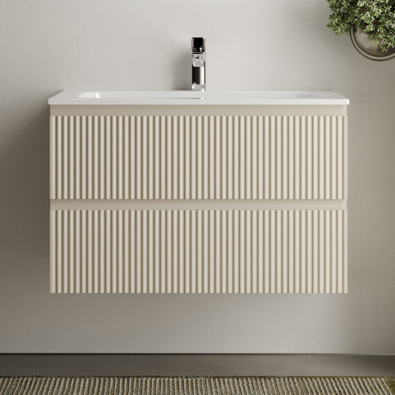 Тумба подвесная с раковиной Sancos Snob R 80 см SNR80CE, Beige Soft (раковина Grace CN7012) - фото 