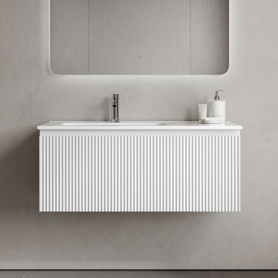 Тумба подвесная с раковиной-столешницей Sancos Snob R 1.0 100 см SNR1.0100LW, Bianco (раковина Element CN7003L) - фото 6