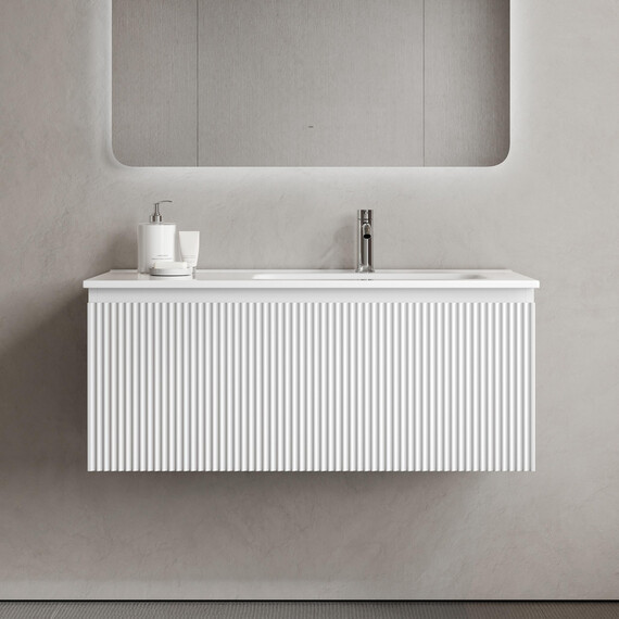 Тумба подвесная с раковиной-столешницей Sancos Snob R 1.0 100 см SNR1.0100RW, Bianco (раковина Element CN7003R) - фото 6