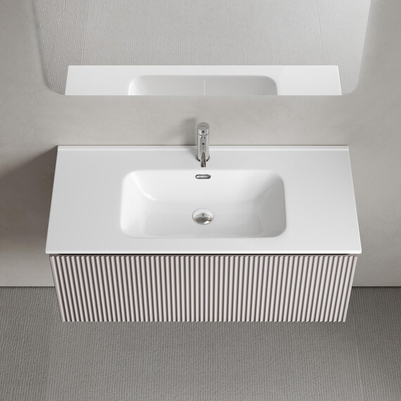 Тумба подвесная с раковиной-столешницей Sancos Snob R 1.0 100 см SNR1.0100SM, Doha soft (раковина Element CN7003) - фото 4