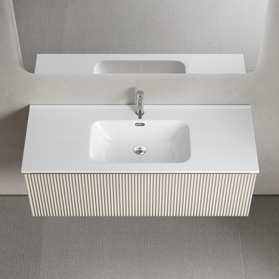 Тумба подвесная с раковиной-столешницей Sancos Snob R 1.0 120 см SNR1.0120CE, Beige soft (раковина Element CN7006) - фото 