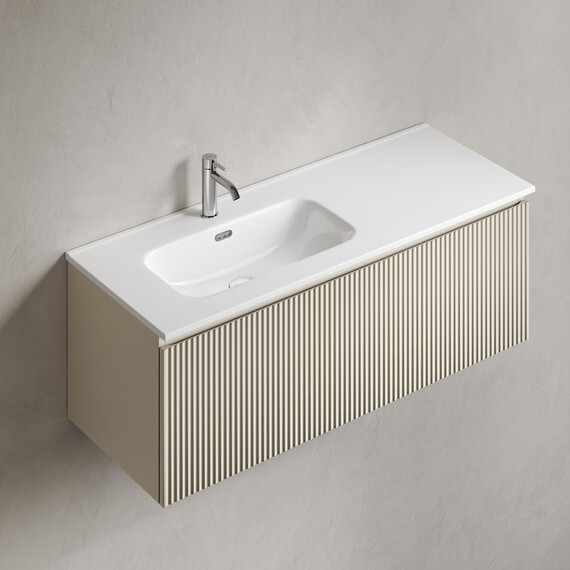 Тумба подвесная с раковиной-столешницей Sancos Snob R 1.0 120 см SNR1.0120LCE, Beige soft (раковина Element CN7006L) - фото 4