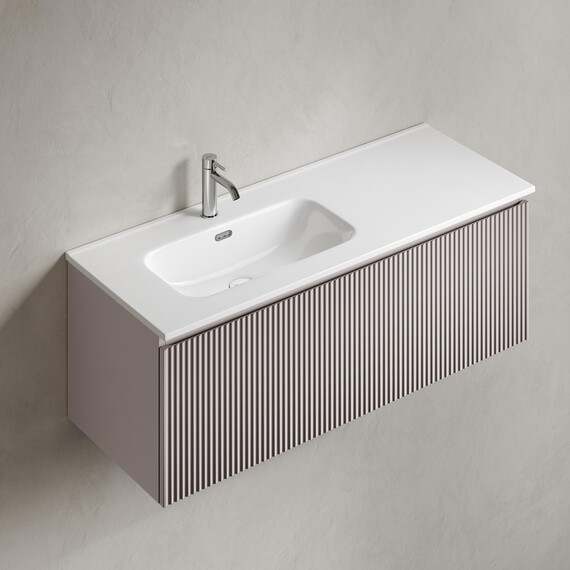 Тумба подвесная с раковиной-столешницей Sancos Snob R 1.0 120 см SNR1.0120LSM, Doha soft (раковина Element CN7006L) - фото 4