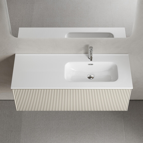 Тумба подвесная с раковиной-столешницей Sancos Snob R 1.0 120 см SNR1.0120RCE, Beige soft (раковина Element CN7006R) - фото 