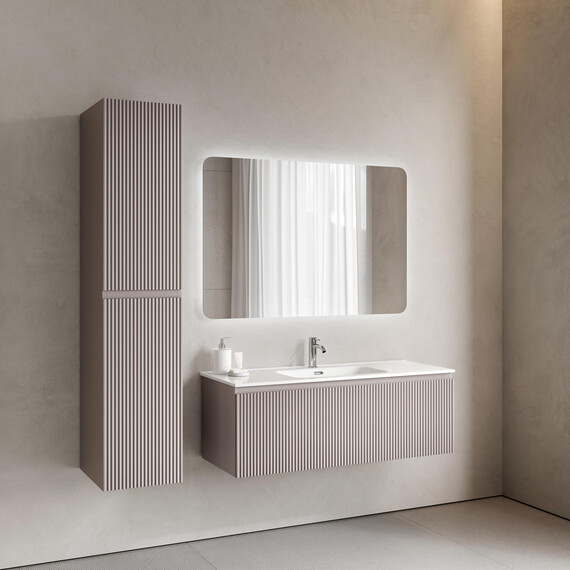 Тумба подвесная с раковиной-столешницей Sancos Snob R 1.0 120 см SNR1.0120SM, Doha soft (раковина Element CN7006) - фото 7