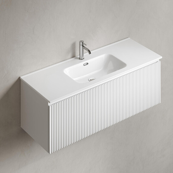 Тумба подвесная с раковиной-столешницей Sancos Snob R 1.0 120 см SNR1.0120W, Bianco (раковина Element CN7006) - фото 