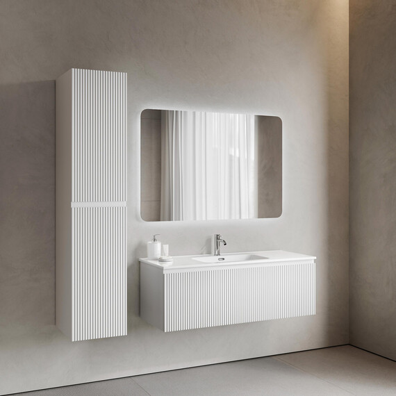 Тумба подвесная с раковиной-столешницей Sancos Snob R 1.0 120 см SNR1.0120W, Bianco (раковина Element CN7006) - фото 7